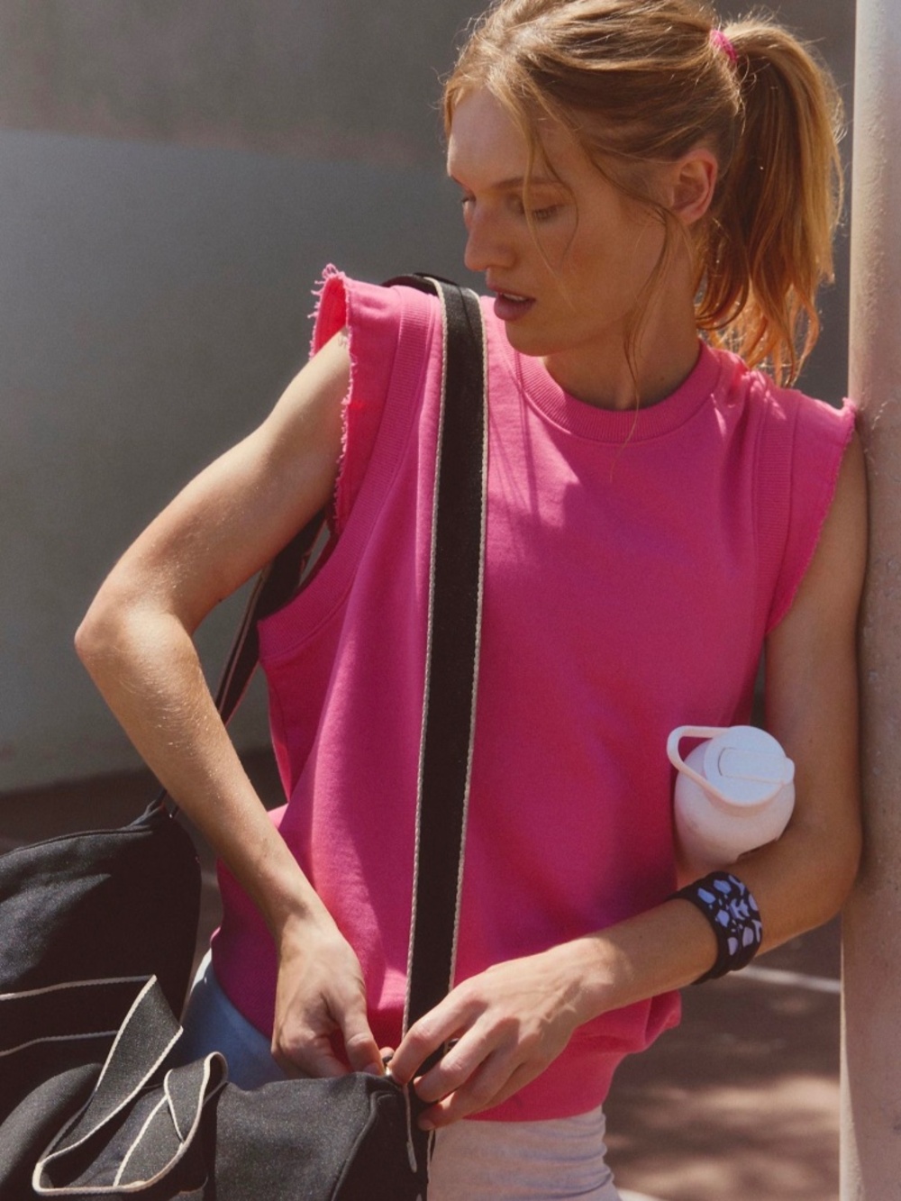 NWT Free People Pink Flutter Tank, 100% Cotton  Pullover Tank Top, Size L